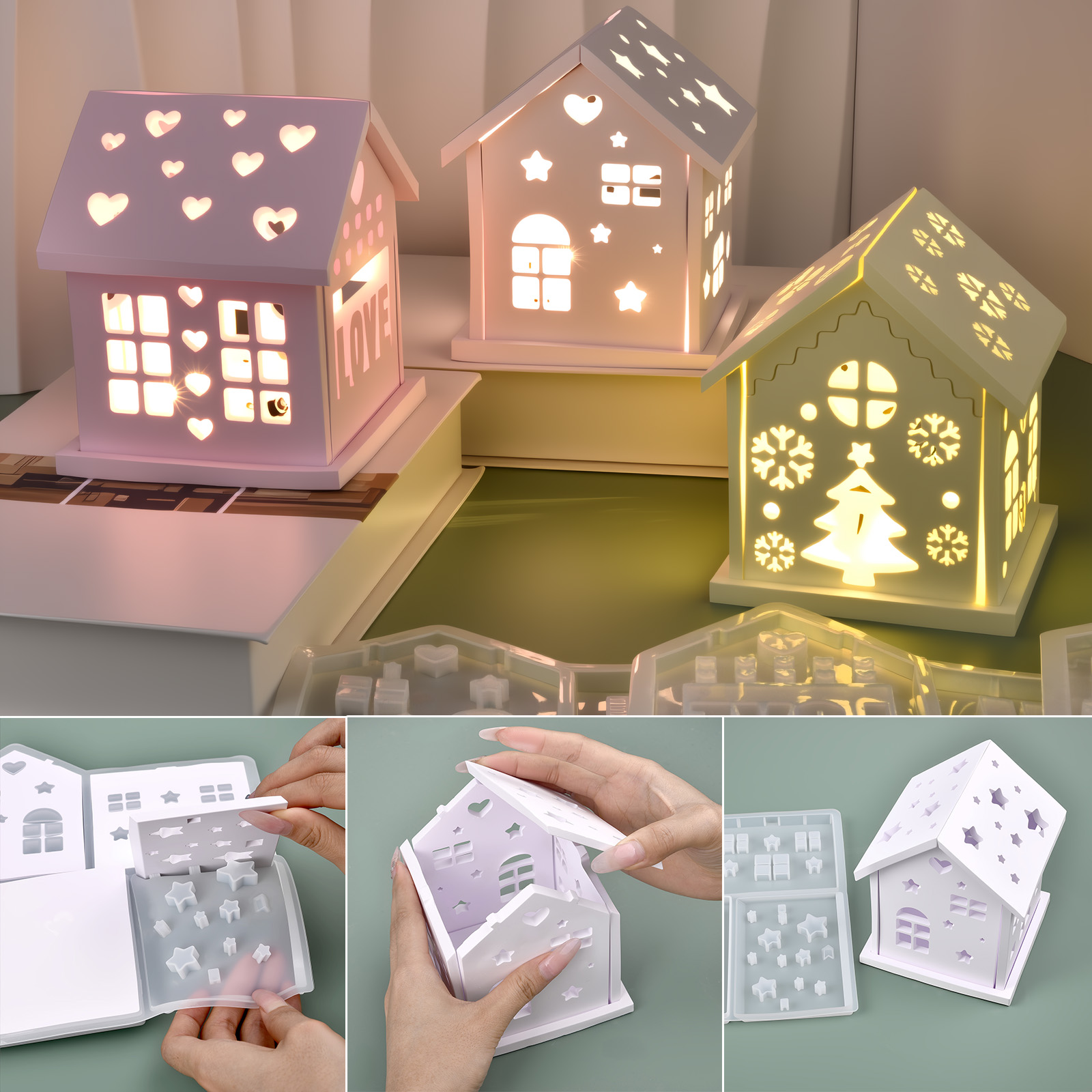 Candle Making Tutorial - Forma Silikonowa 3D Dom DIY Choinka